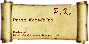Pritz Kocsárd névjegykártya